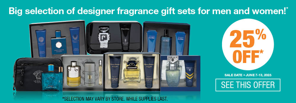 25% off Big selection of designer fragrance gift sets. June 7 to 13, 2023. Click to see this offer