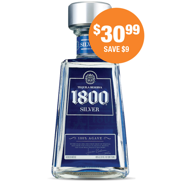 1800 Tequila Silver 750ml at $30.99