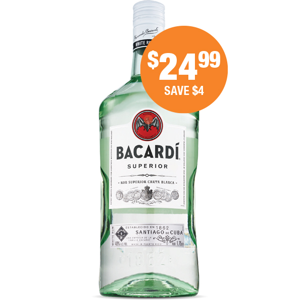 BACARDÍ White Rum 1.75 Liters at $24.99