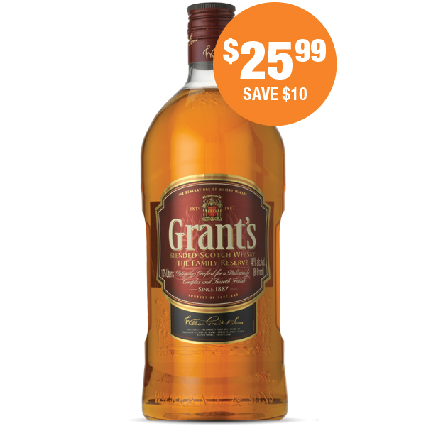 GRANT’S Blended Scotch Whisky 1.75 Liters at $25.99