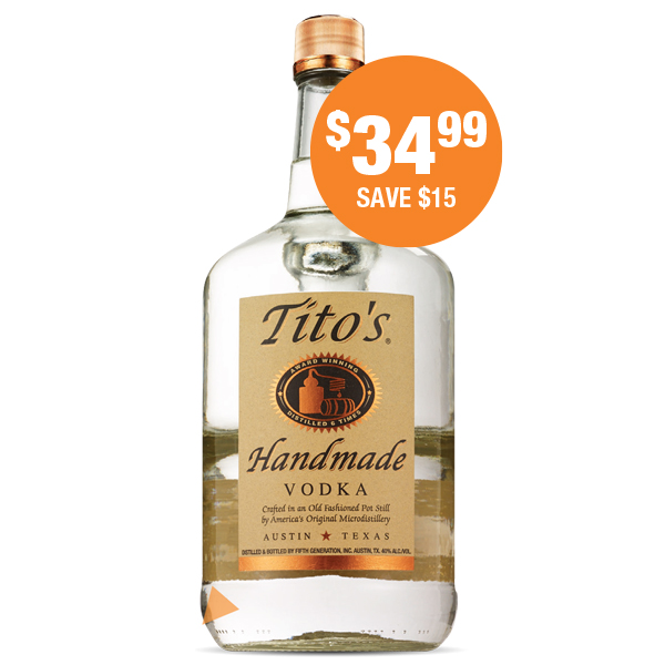 TITO’S Handmade Vodka 1.75 Liters at $34.99