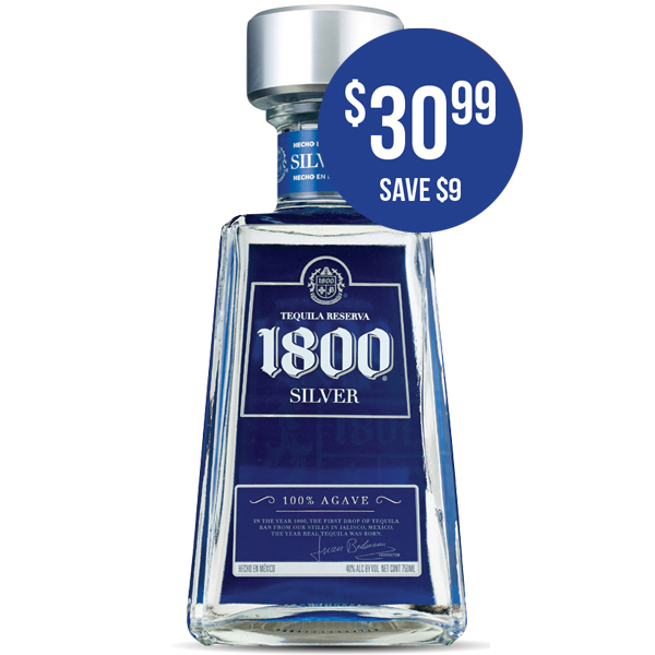 1800 Tequila Silver 750ml at $30.99