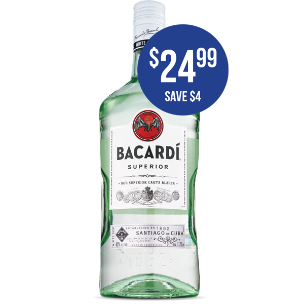 BACARDÍ White Rum 1.75 Liters at $24.99