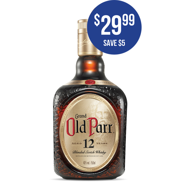 GRAND OLD PARR Blended Scotch Whisky 750ml at $29.99