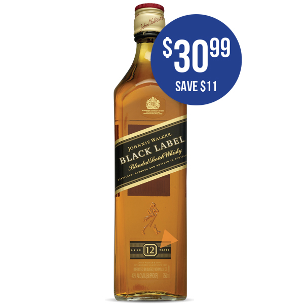 JOHNNIE WALKER BLACK LABEL Scotch Whisky 750ml at $30.99