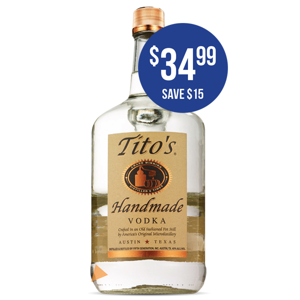 Tito’s Handmade Vodka 1.75 Liters at $34.99