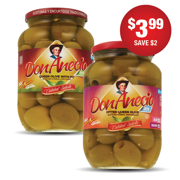 DON ANECIO ACEITUNAS Queen Olives 29.5oz-30.7oz at $3.99