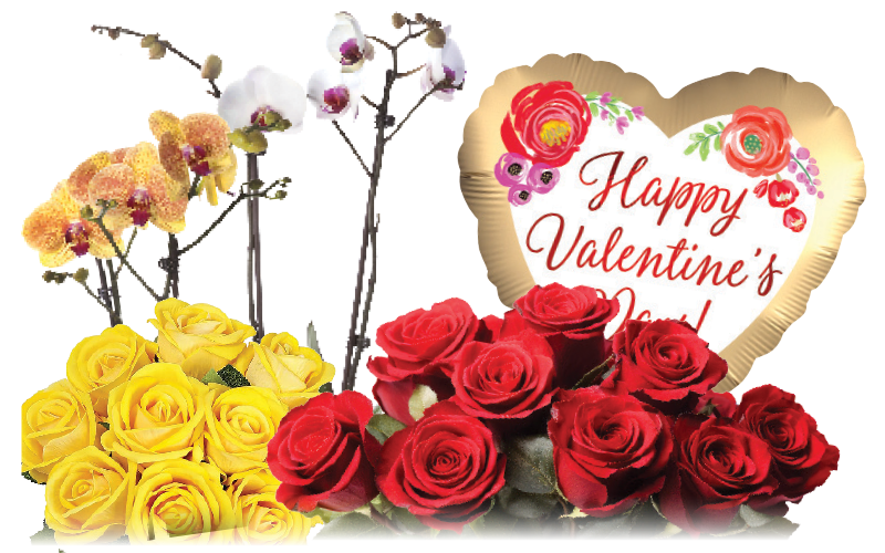 Variedad de Flores y Globos para san valentin