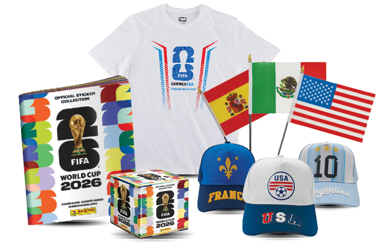 Assortment of soccer game products